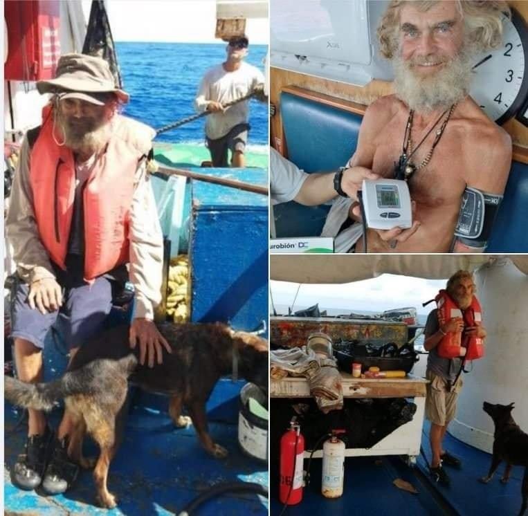 Reallife castaway and his dog rescued after months out at sea his transformation is stunning